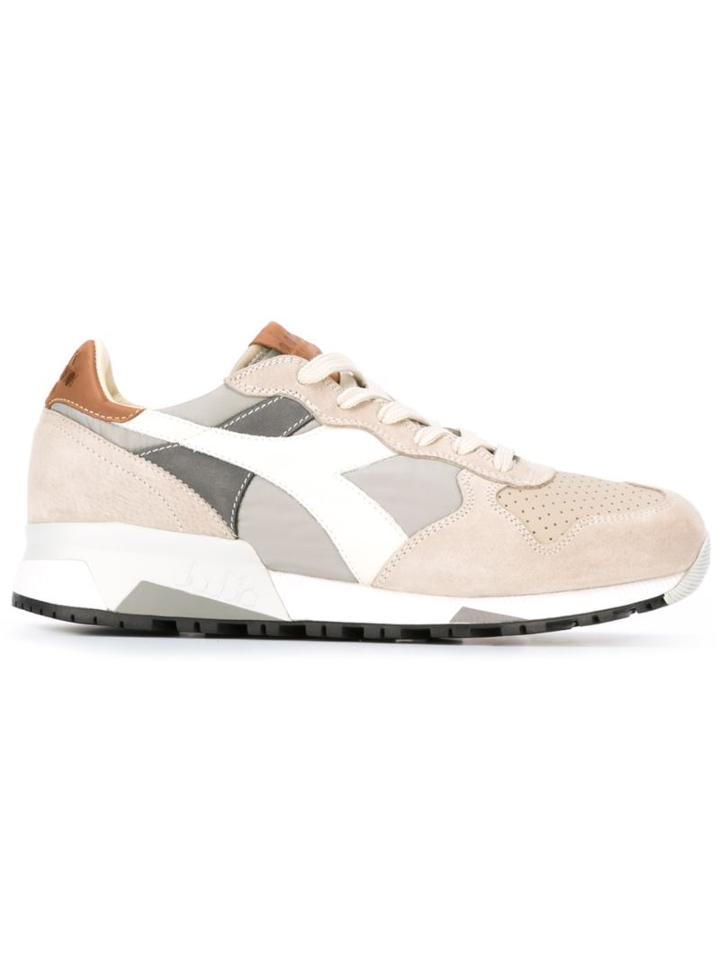 Diadora Panelled Sneakers, Men's, Size: 9.5, Grey, Leather/suede/nylon/rubber