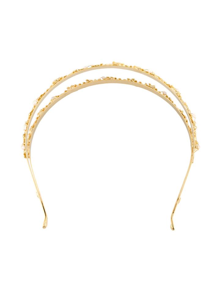 Fata Pearl Headband - Women - Brass - One Size, Grey, Brass, Rosantica
