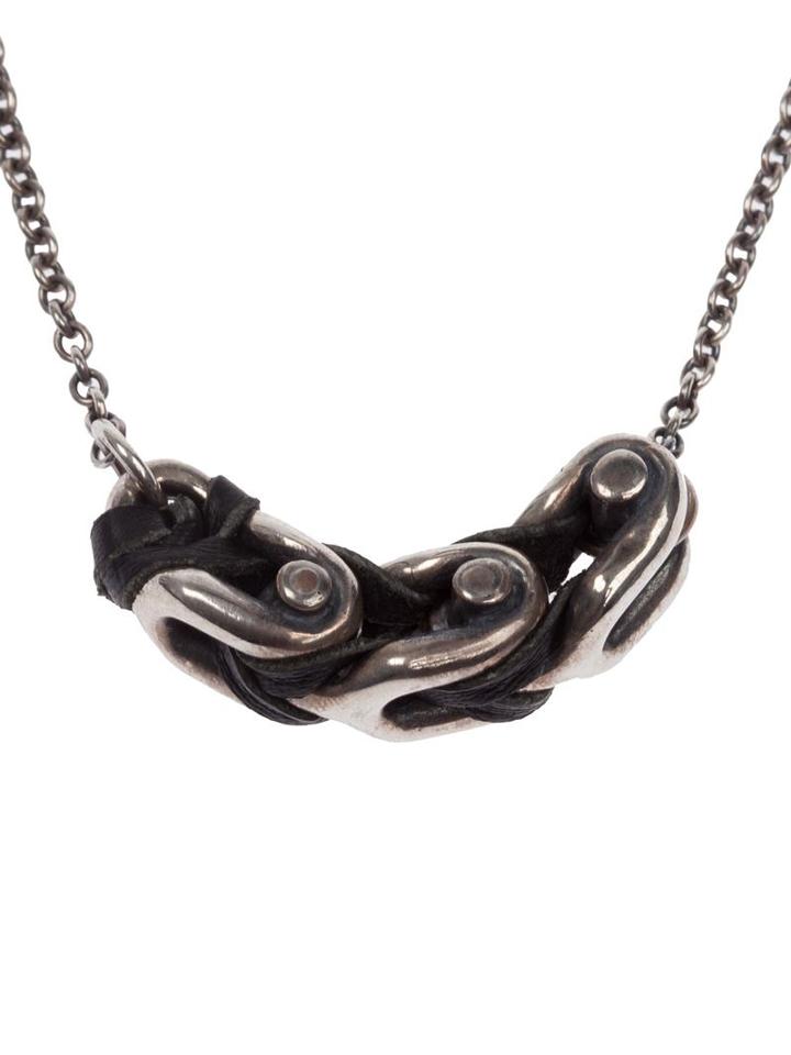Tobias Wistisen Linked Pendant Necklace, Men's, Metallic, Silver