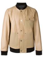 T By Alexander Wang Combo Bomber Jacket, Men's, Size: M, Nude/neutrals, Calf Leather/cotton/viscose/spandex/elastane