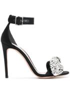Alexander Mcqueen Embellished Bow Detail Sandals - Black