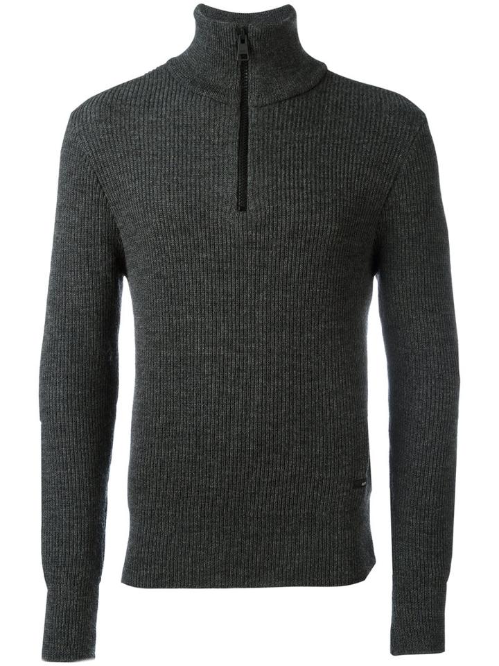 Ami Alexandre Mattiussi - Half Zipped Sweater - Men - Virgin Wool - M, Grey, Virgin Wool