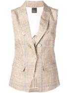 Lorena Antoniazzi Checked Double-breasted Gilet - Neutrals
