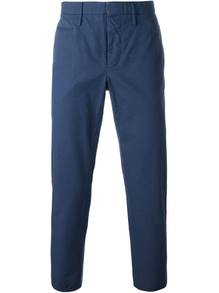 Incotex Slim Fit Trousers, Men's, Size: 50, Blue, Cotton