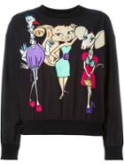 Boutique Moschino Cartoon Print Sweatshirt, Women's, Size: 48, Black, Polyester/spandex/elastane