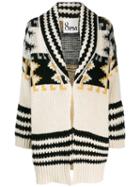 8pm Patterned Cardi-coat - White