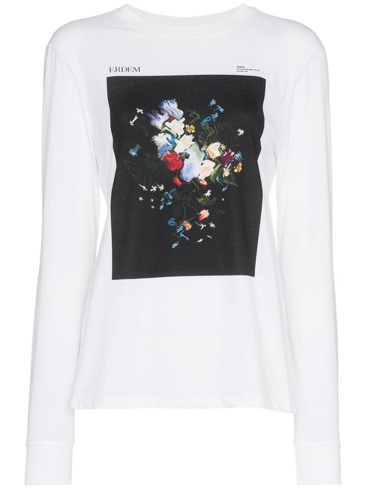 Erdem Fernley Printed Long Sleeved T-shirt - White