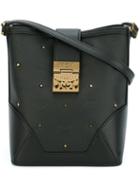 Mcm Gold-tone Studded Crossbody Bag, Women's, Black