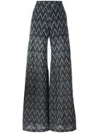 M Missoni Zigzag Pattern Trousers, Women's, Size: 44, Black, Cotton/viscose/polyamide/polyester