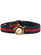 Gucci - Flower Buckle Belt - Women - Cotton/brass - 80, Blue, Cotton/brass