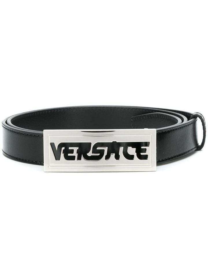 Versace Logo Plaque Belt - Black
