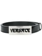 Versace Logo Plaque Belt - Black
