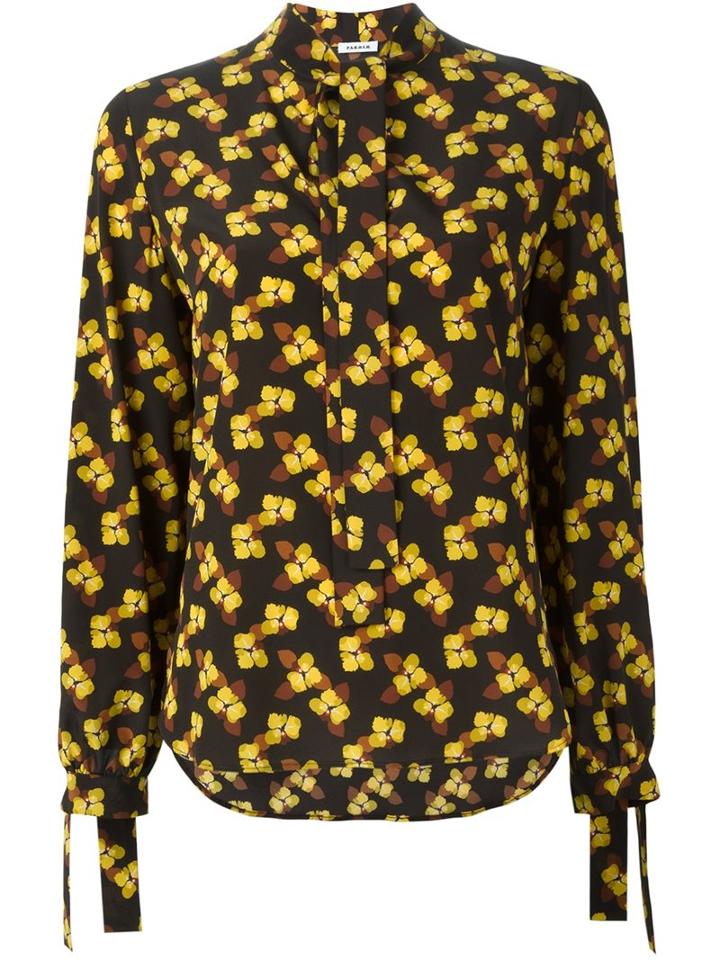 P.a.r.o.s.h. Floral Print Strings Blouse, Women's, Size: Xs, Black, Silk/spandex/elastane