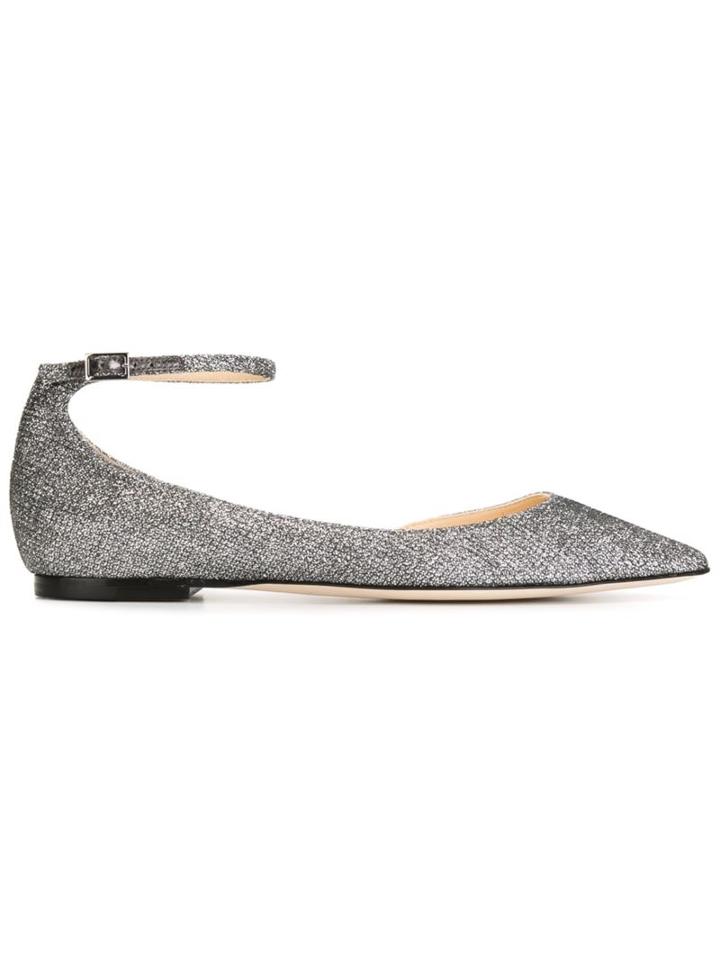 Jimmy Choo Lucy Ballerinas, Women's, Size: 38, Grey, Metallic Fibre/leather