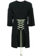 Versus Lace-up Detail T-shirt Dress - Black