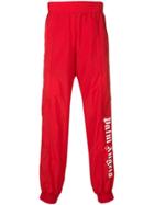 Palm Angels Logo Print Side Stripe Joggers - Red
