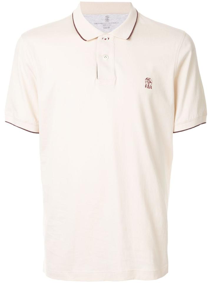 Brunello Cucinelli Embroidered Logo Polo Shirt - Brown
