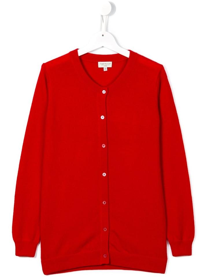 Cashmirino - Round Neck Cardigan - Kids - Cashmere - 16 Yrs, Red