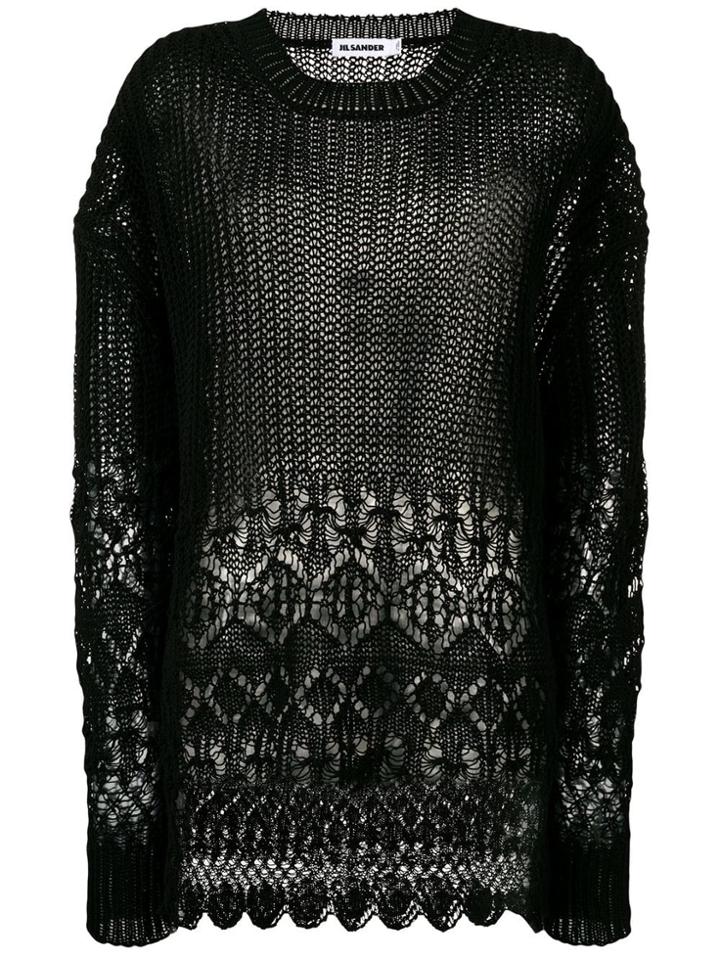 Jil Sander Oversized Sheer Jumper - Black