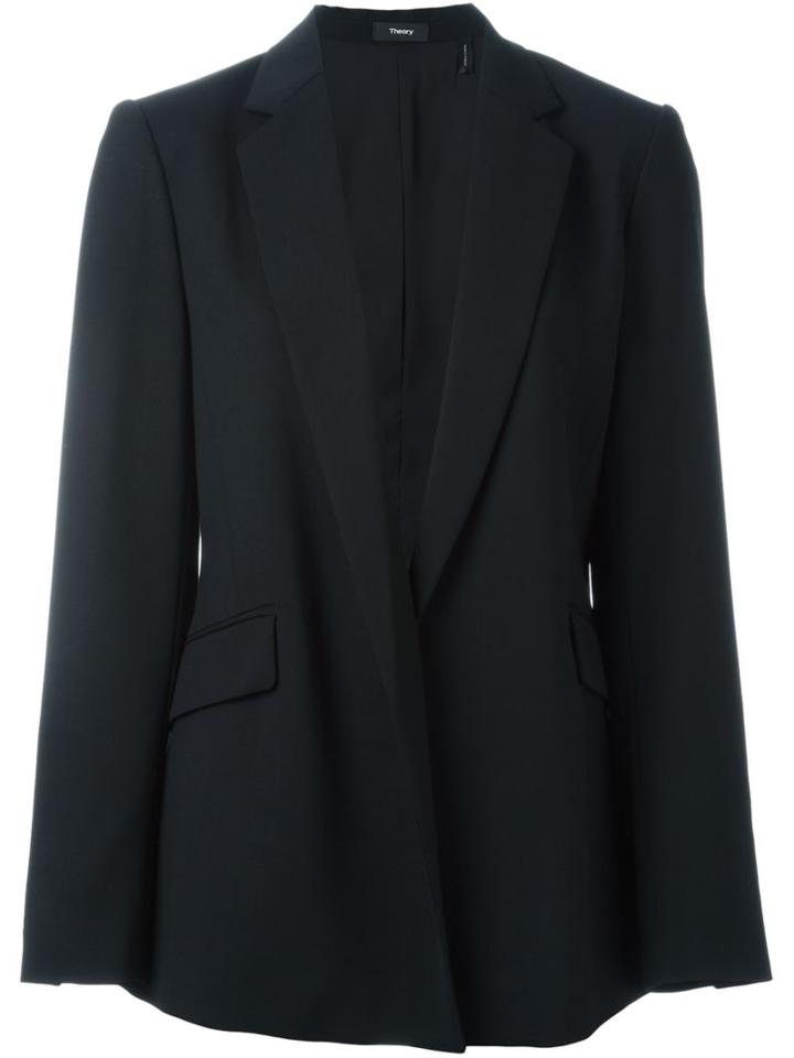 Theory Open Front Blazer, Women's, Size: 2, Black, Polyester/virgin Wool