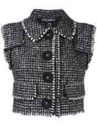 Dolce & Gabbana Bouclé Gilet, Women's, Size: 42, Black, Silk/cotton/polyamide/virgin Wool