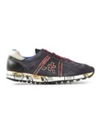 Premiata White Printed Ridged Sole Lace Up Sneakers