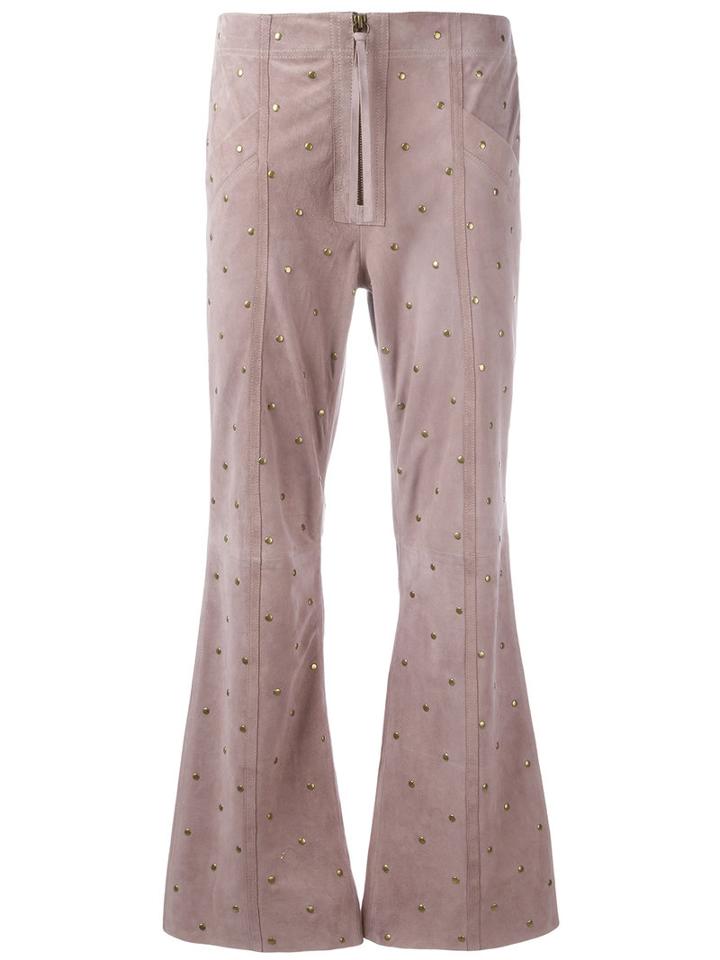 Philosophy Di Lorenzo Serafini - Flared Cropped Trousers - Women - Cotton/suede - 42, Brown, Cotton/suede