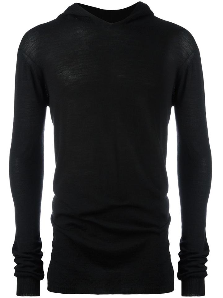 Rick Owens - Hooded Jumper - Men - Virgin Wool - 44, Black, Virgin Wool