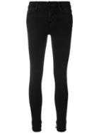 Frame Denim Frayed Hem Skinny Jeans - Black
