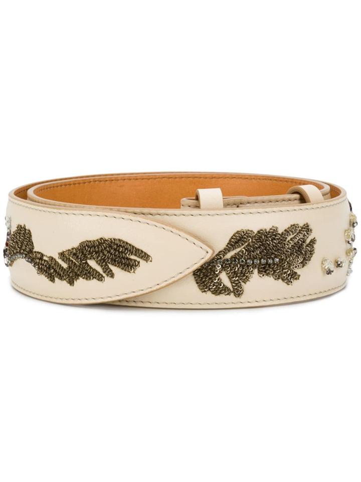 Acne Studios Embroidered Leather Belt - Neutrals