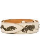 Acne Studios Embroidered Leather Belt - Neutrals