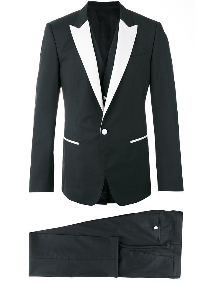 Dolce & Gabbana Monochrome Tuxedo, Men's, Size: 52, Black, Silk/polyester/acetate/virgin Wool