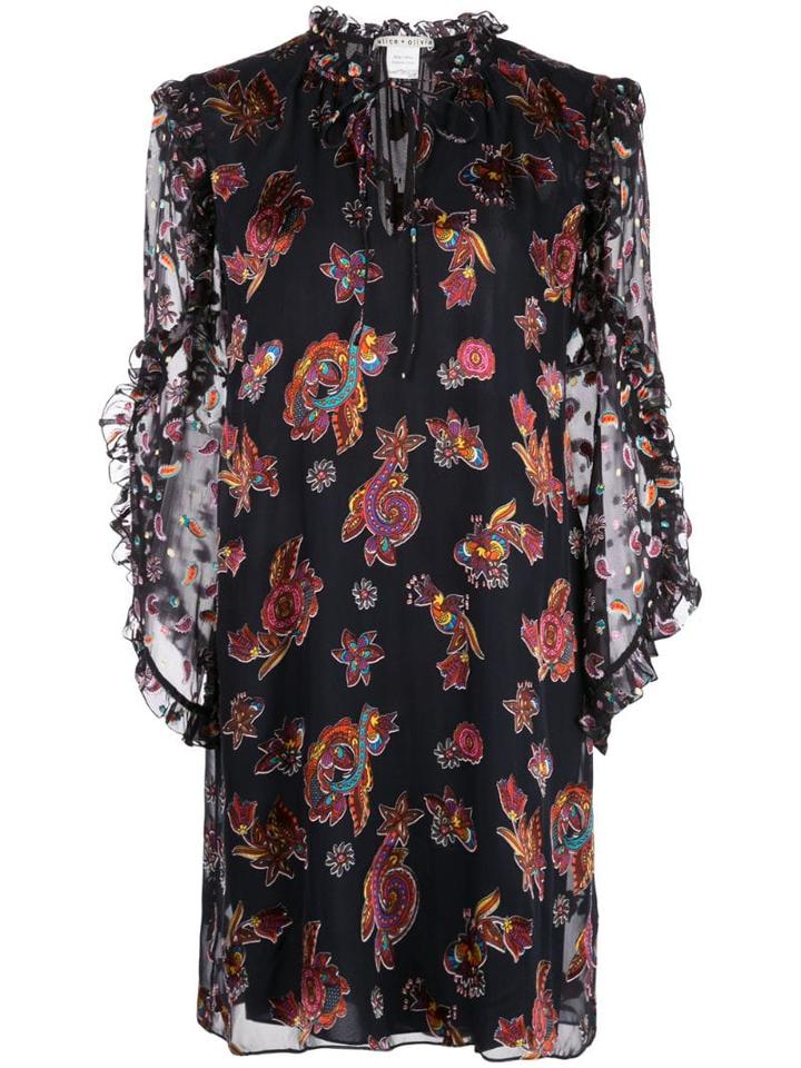 Alice+olivia Julius Paisley Print Dress - Black