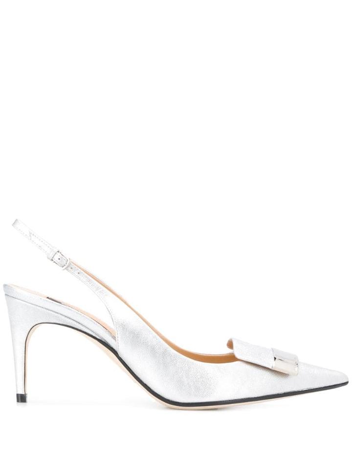 Sergio Rossi Small Bow Pump Shoes - Silver