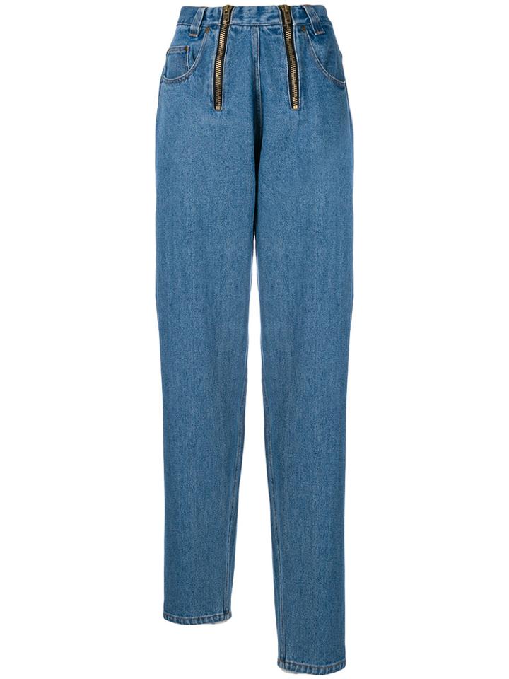 Gmbh Zipped Straight-leg Jeans - Blue