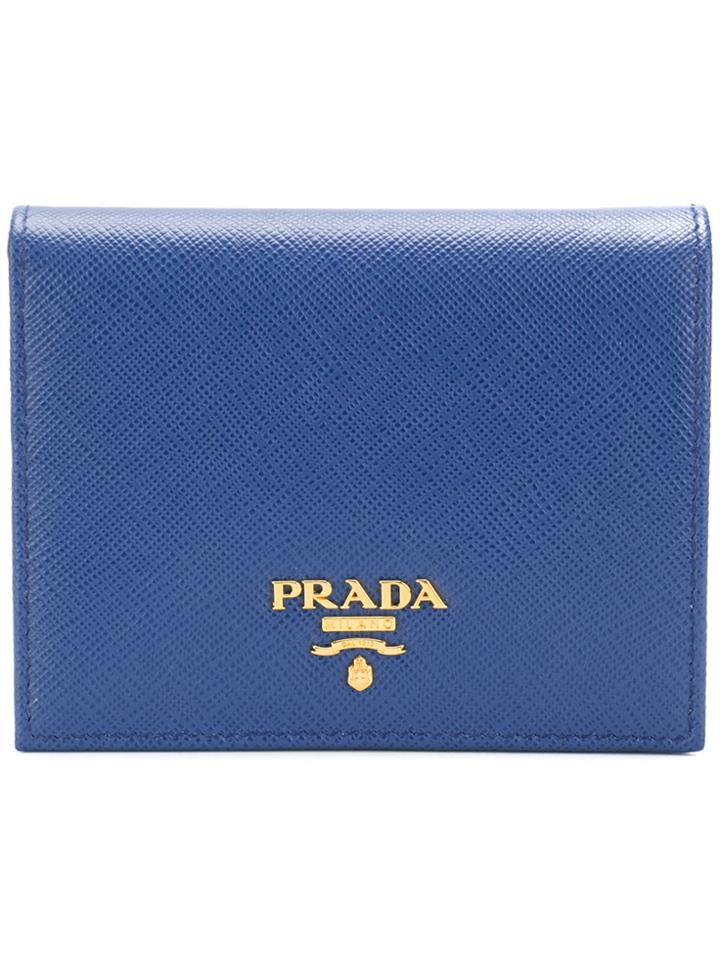 Prada Classic Logo Wallet - Blue