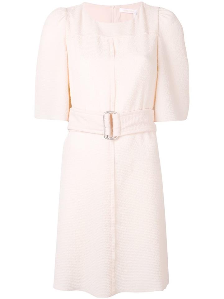 See By Chloé - Belted Mini Dress - Women - Polyester/viscose - 38, Pink/purple, Polyester/viscose