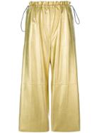 Mm6 Maison Margiela - Metallic Cropped Trousers - Women - Cotton/polyurethane/viscose - 42, Nude/neutrals, Cotton/polyurethane/viscose
