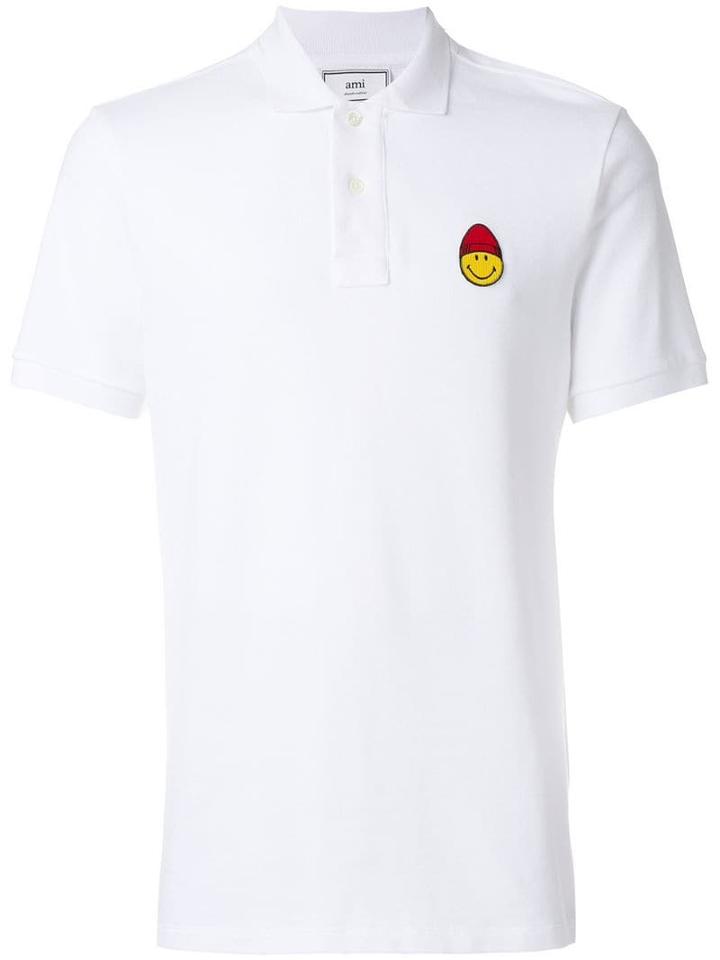 Ami Paris Polo Shirt Smiley Patch - White
