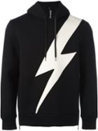 Neil Barrett 'lightning Bolt' Hoodie, Men's, Size: Small, Black, Cotton/lyocell