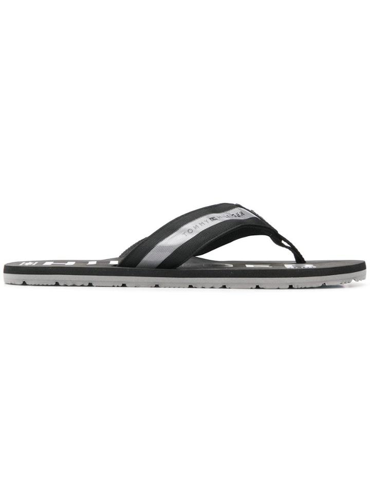 Tommy Hilfiger Logo Printed Flip Flops - Black