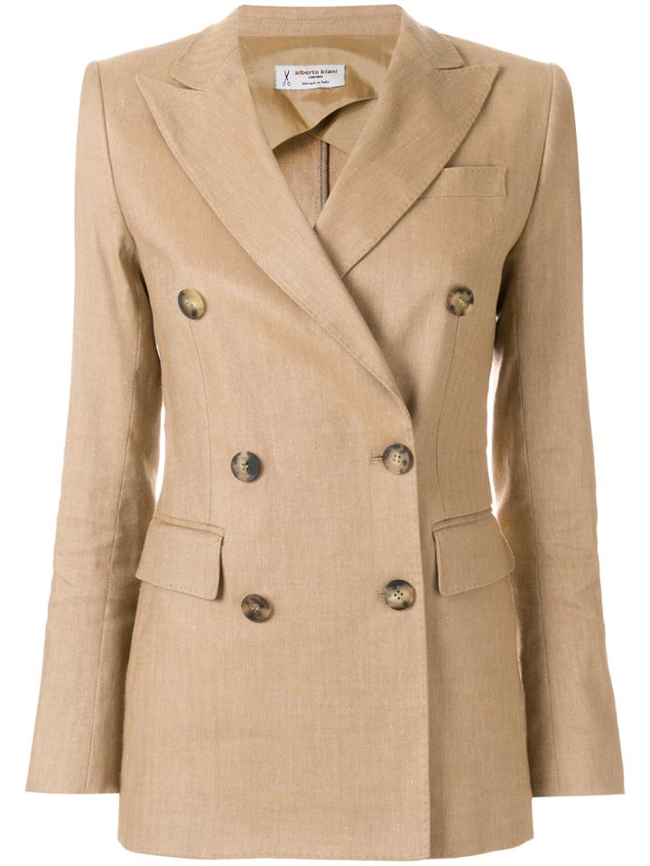 Alberto Biani Casual Double-breasted Blazer - Nude & Neutrals