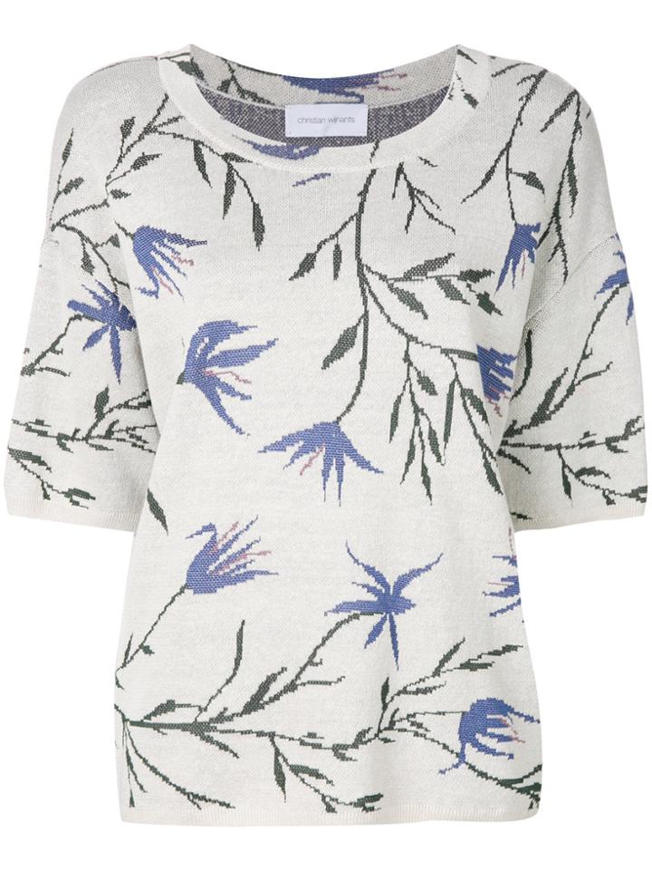 Christian Wijnants Round Neck Shortsleeved Jacquard Knit Top -