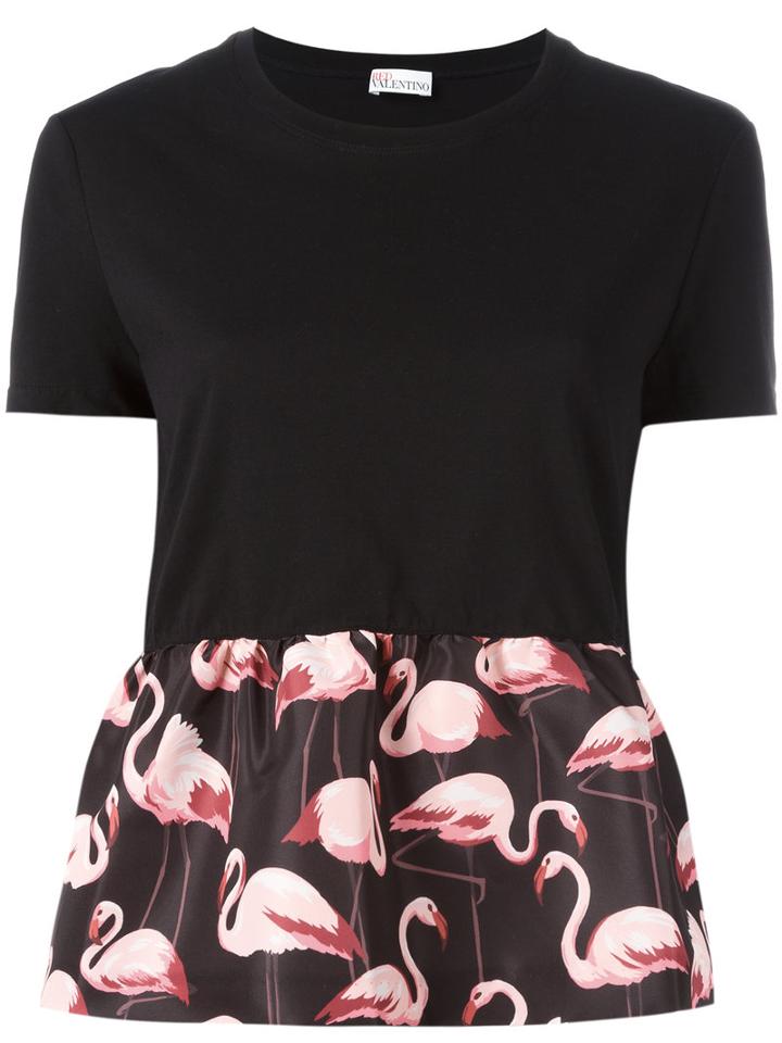 Red Valentino Flamingo Panel T-shirt, Women's, Size: Small, Black, Cotton/polyester