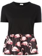 Red Valentino Flamingo Panel T-shirt, Women's, Size: Small, Black, Cotton/polyester