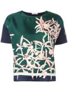 Moncler - Floral Print Top - Women - Silk/cotton - S, Green, Silk/cotton