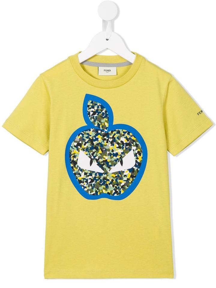 Fendi Kids 'monster' Apple T-shirt, Boy's, Size: 6 Yrs, Green