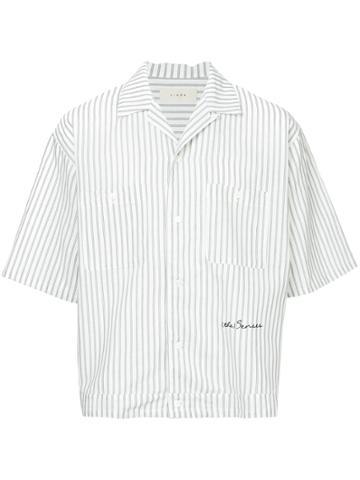 Jieda Striped Open Collar Shirt - White