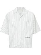 Jieda Striped Open Collar Shirt - White