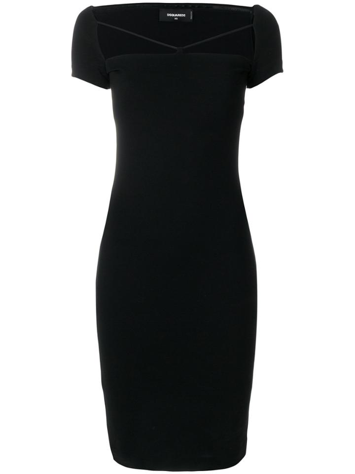 Dsquared2 Strap Front Fitted Dress - Black